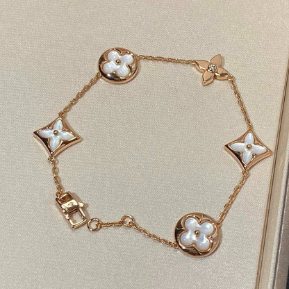 Mystic STAR AND SUN 5 MOTIF MOP PINK GOLD BRACELET