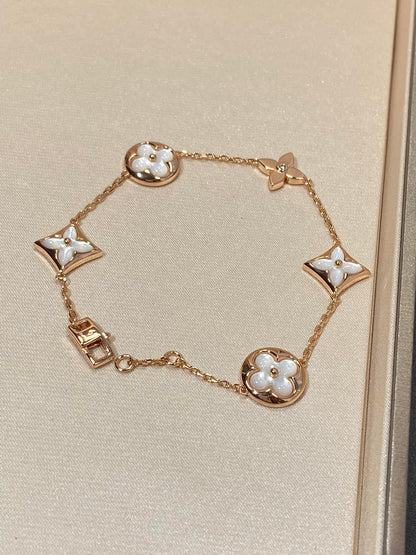Mystic STAR AND SUN 5 MOTIF MOP PINK GOLD BRACELET