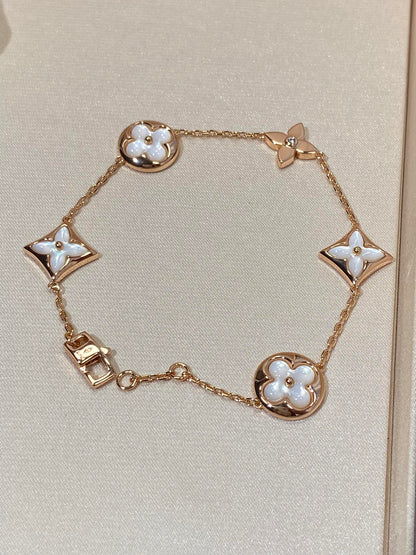 Mystic STAR AND SUN 5 MOTIF MOP PINK GOLD BRACELET
