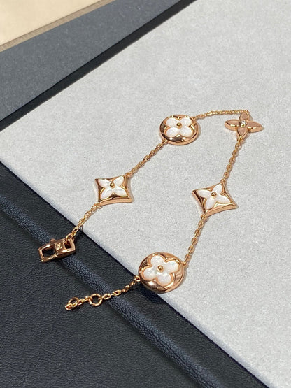 Mystic STAR AND SUN 5 MOTIF MOP PINK GOLD BRACELET