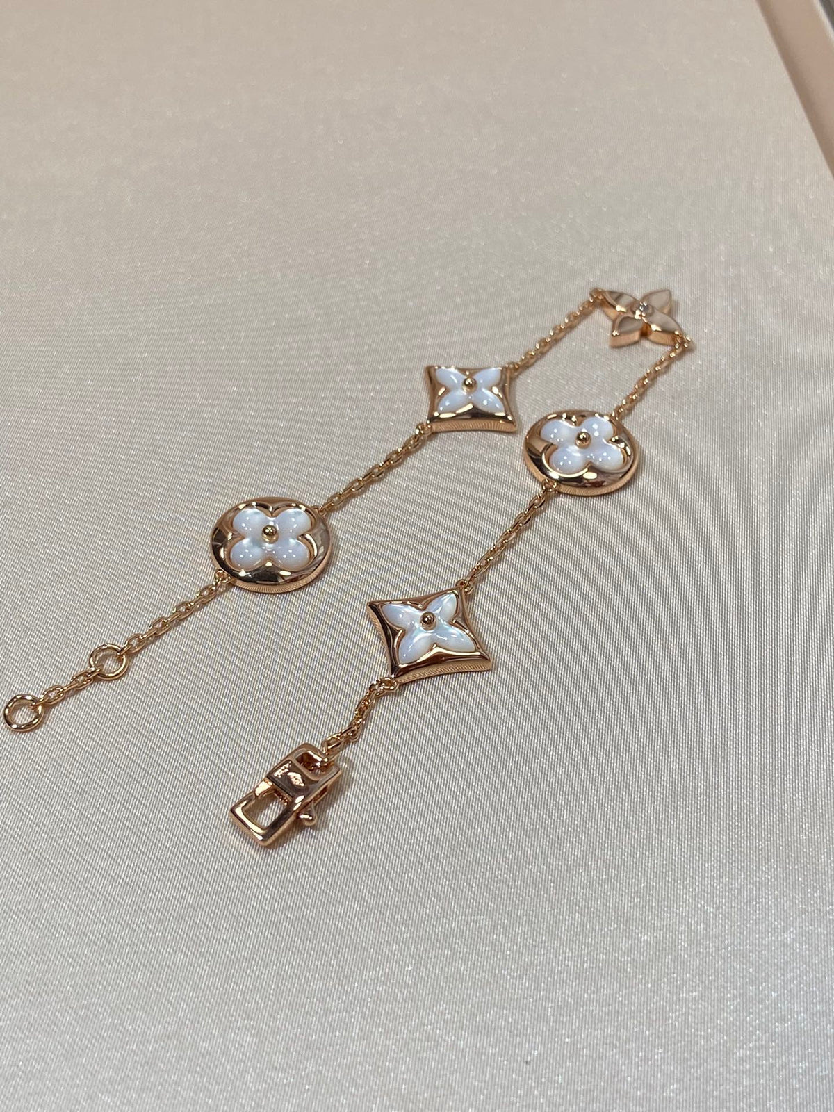 Mystic STAR AND SUN 5 MOTIF MOP PINK GOLD BRACELET