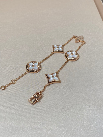Mystic STAR AND SUN 5 MOTIF MOP PINK GOLD BRACELET