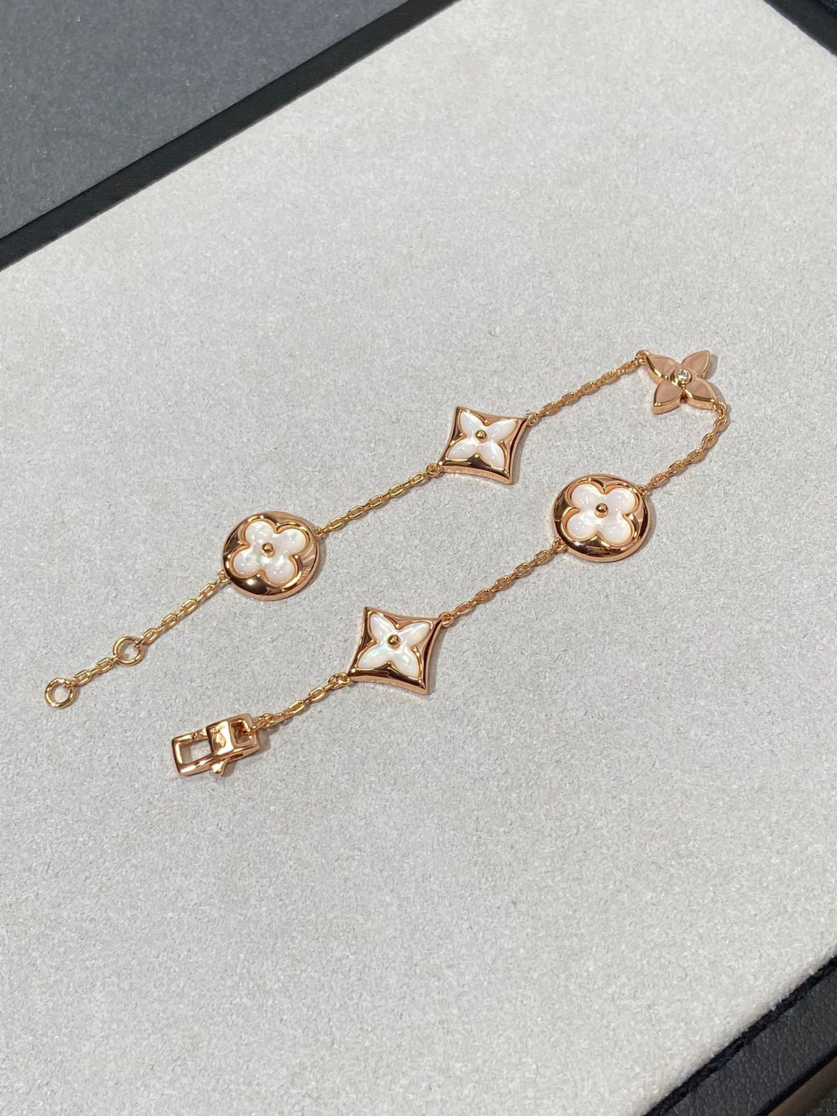 Mystic STAR AND SUN 5 MOTIF MOP PINK GOLD BRACELET