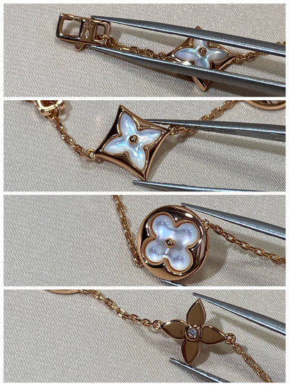 Mystic STAR AND SUN 5 MOTIF MOP PINK GOLD BRACELET