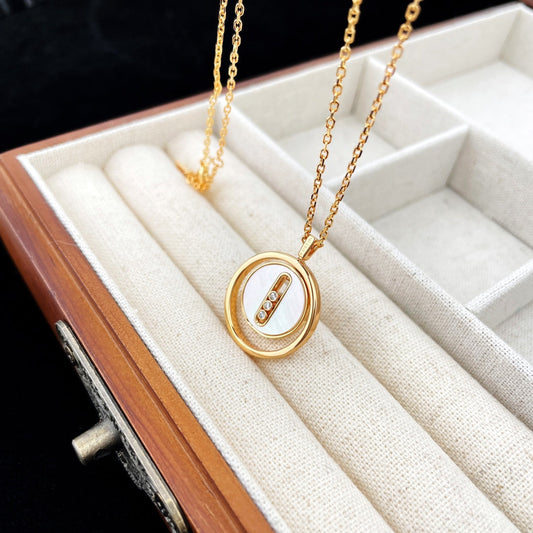 [Mystic]LUCKY MOVE MOP PINK GOLD NECKLACE