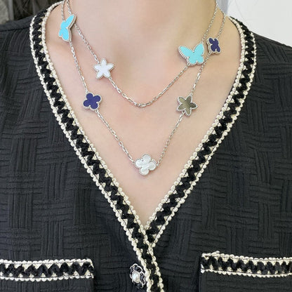 Mystic LUCKY CLOVER SILVER 11 MOTIF NECKLACE