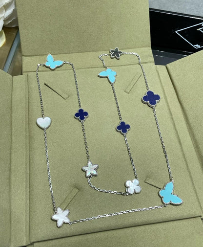 Mystic LUCKY CLOVER SILVER 11 MOTIF NECKLACE