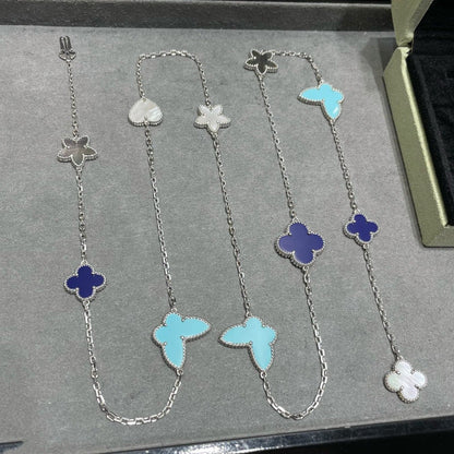 Mystic LUCKY CLOVER SILVER 11 MOTIF NECKLACE