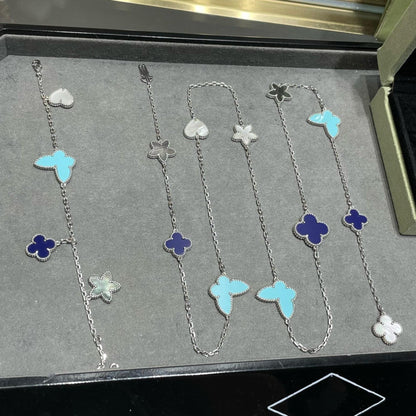 Mystic LUCKY CLOVER SILVER 11 MOTIF NECKLACE