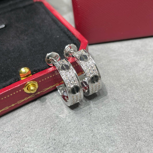 Mystic LOVE CERAMIC DIAMOND PAVED SILVER EARRINGS