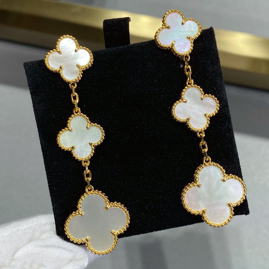Mystic CLOVER MOP 3 MOTIFS GOLD EARRINGS