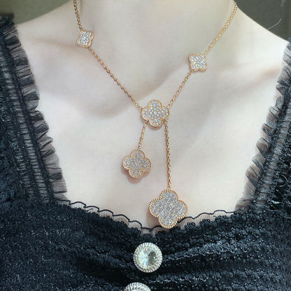 Mystic CLOVER 6 MOTIF DIAMOND PAVED NECKLACE