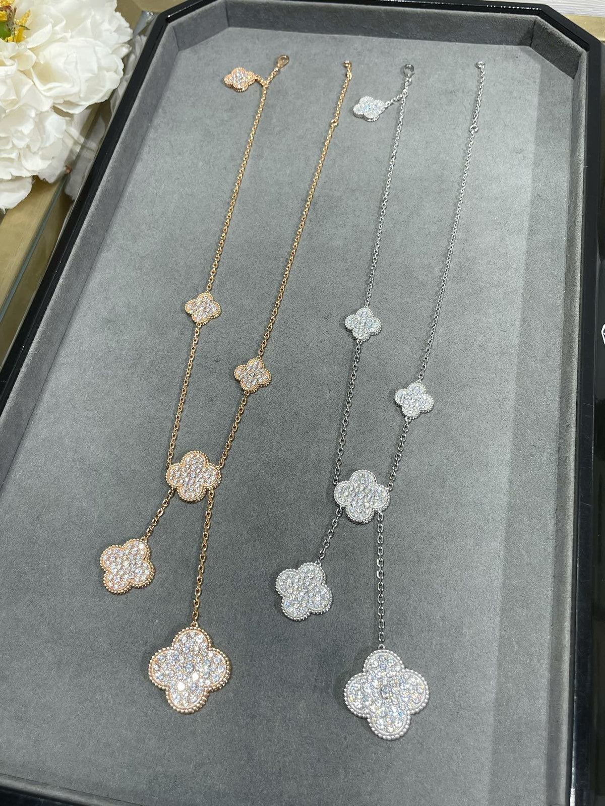 Mystic CLOVER 6 MOTIF DIAMOND PAVED NECKLACE