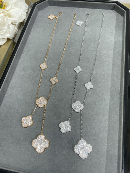 Mystic CLOVER 6 MOTIF DIAMOND PAVED NECKLACE
