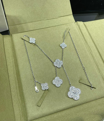 Mystic CLOVER 6 MOTIF DIAMOND PAVED NECKLACE