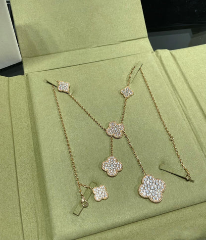 Mystic CLOVER 6 MOTIF DIAMOND PAVED NECKLACE