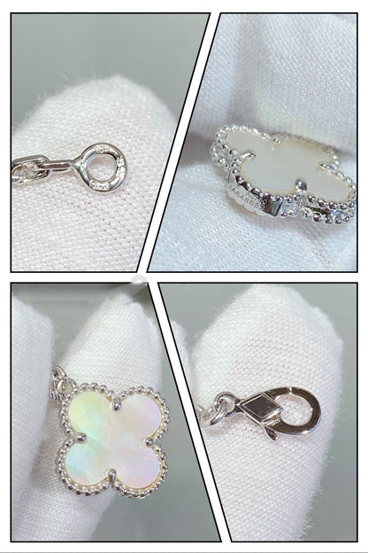 Mystic CLOVER 5 MOTIF WHITE MOP SILVER BRACELET