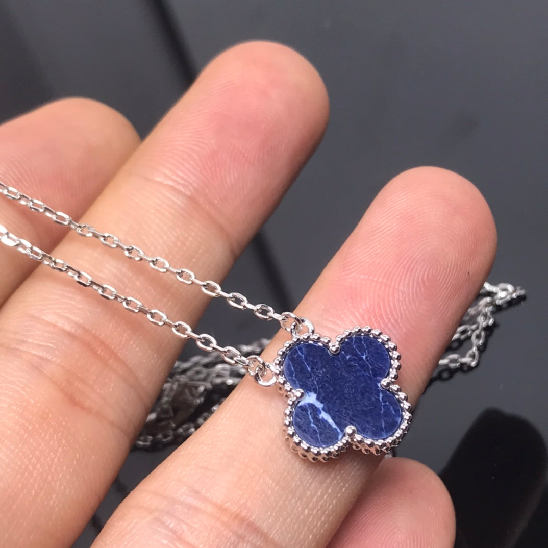 Mystic CLOVER PIETERSITE SILVER LONG NECKLACE