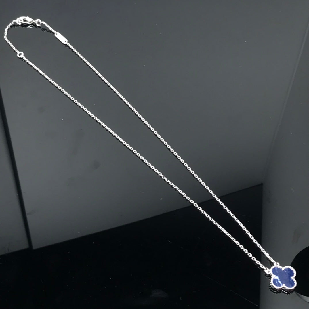 Mystic CLOVER PIETERSITE SILVER LONG NECKLACE
