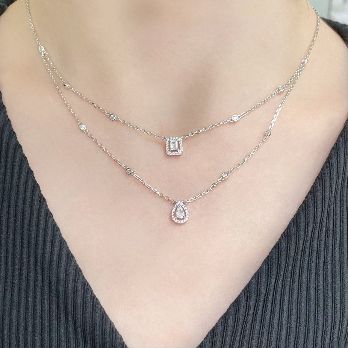 [Mystic]MY TWIN 2 ROW DIAMOND NECKLACE