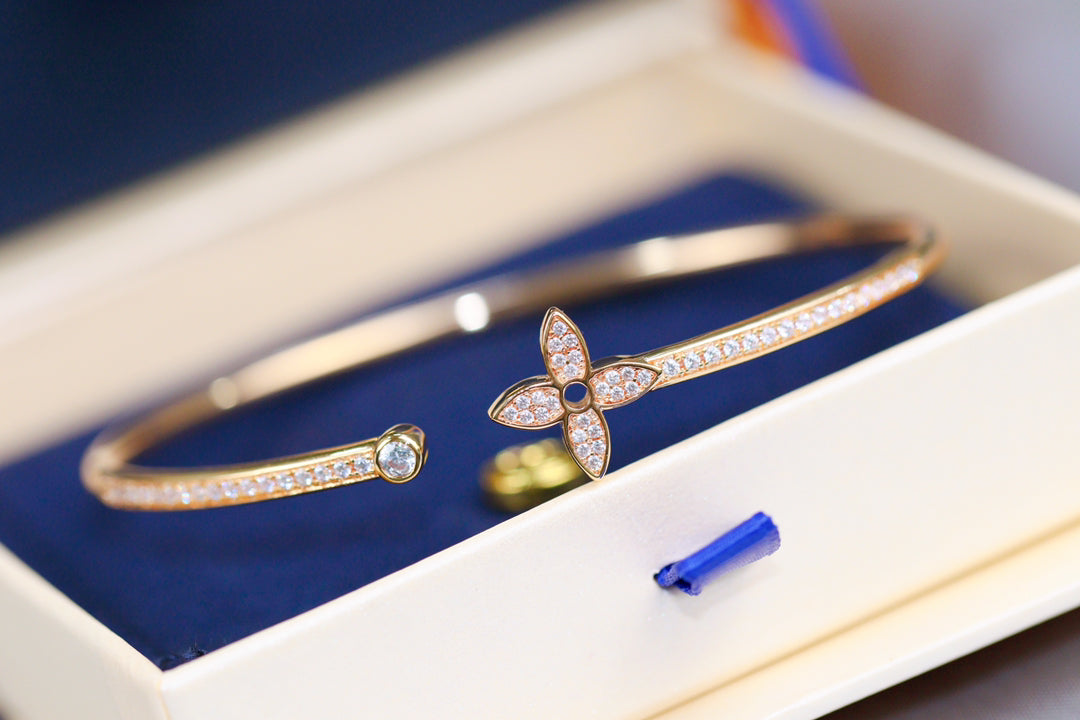 Mystic IDYLLE PINK GOLD OPEN BRACELET DIAMOND PAVED