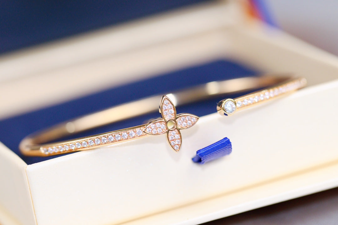 Mystic IDYLLE PINK GOLD OPEN BRACELET DIAMOND PAVED