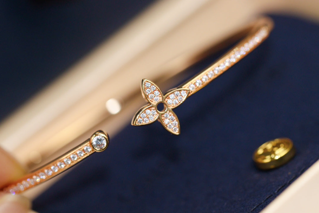 Mystic IDYLLE PINK GOLD OPEN BRACELET DIAMOND PAVED