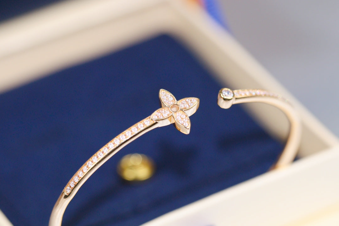 Mystic IDYLLE PINK GOLD OPEN BRACELET DIAMOND PAVED