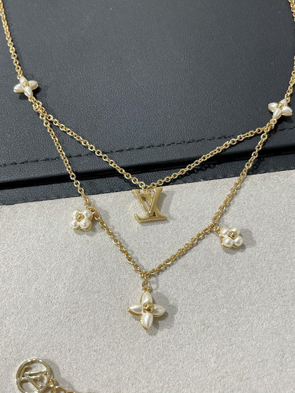 Mystic FLOWERGRAM GOLD MOP DOUBLE ROW NECKLACE