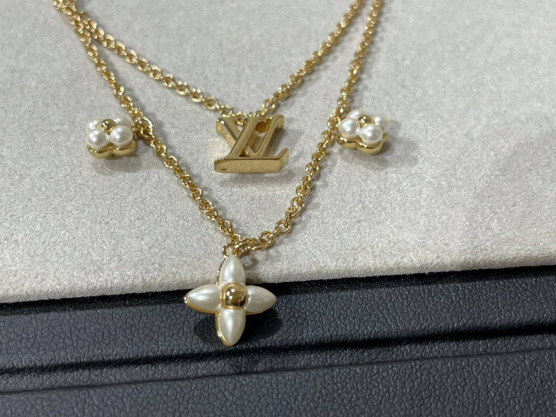 Mystic FLOWERGRAM GOLD MOP DOUBLE ROW NECKLACE