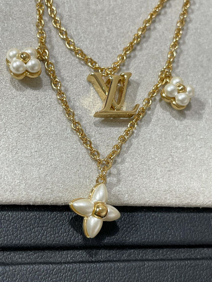 Mystic FLOWERGRAM GOLD MOP DOUBLE ROW NECKLACE