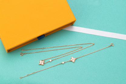 Mystic STAR PINK MOP 1 DIAMOND PINK GOLD NECKLACE