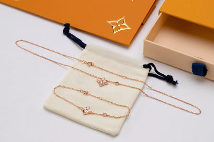 Mystic STAR PINK MOP 1 DIAMOND PINK GOLD NECKLACE
