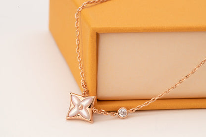 Mystic STAR PINK MOP 1 DIAMOND PINK GOLD NECKLACE