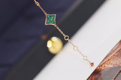 Mystic STAR AND SUN 4 MOTIF PINK GOLD MALACHITE BRACELET