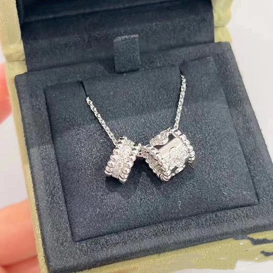 Mystic PERLEE DOUBLE PENDANT SILVER DIAMOND NECKLACE
