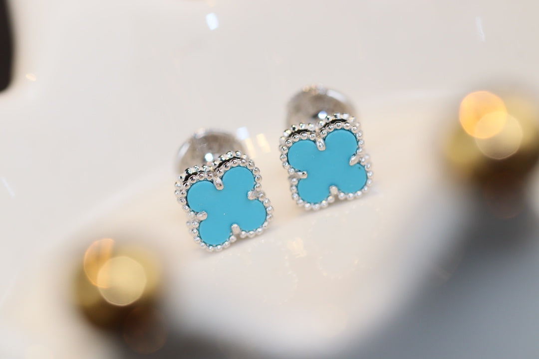 Mystic CLOVER MINI TURQUOISE SILVER STUD EARRINGS