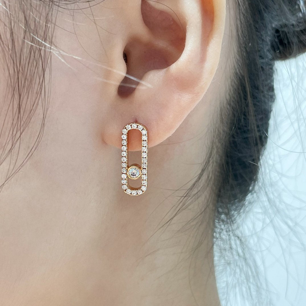 [Mystic]MOVE UNO STUD DIAMOND PAVED EARRINGS