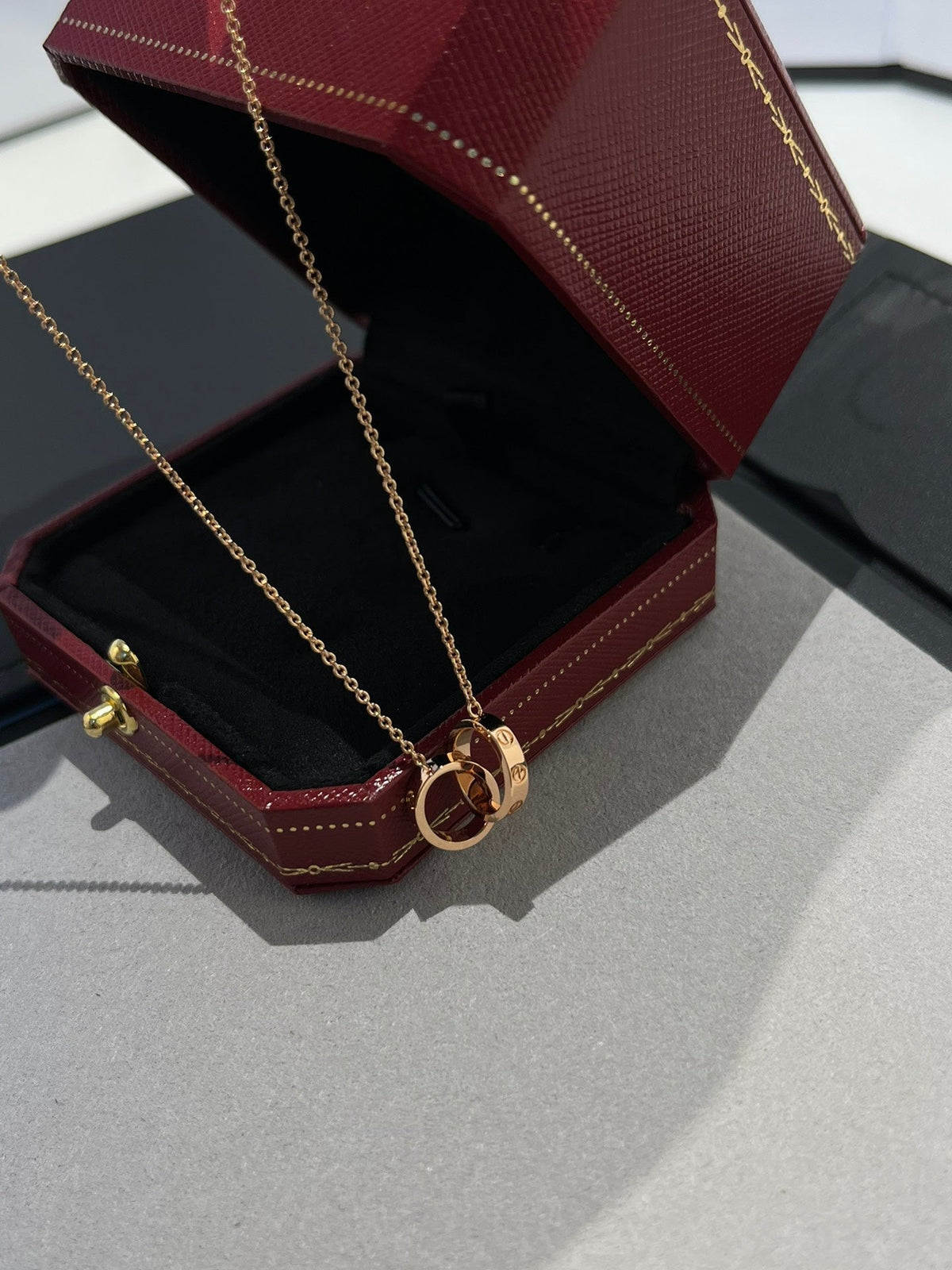 Mystic LOVE NECKLACE DOUBLE RING PINK GOLD