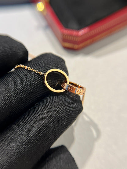 Mystic LOVE NECKLACE DOUBLE RING PINK GOLD