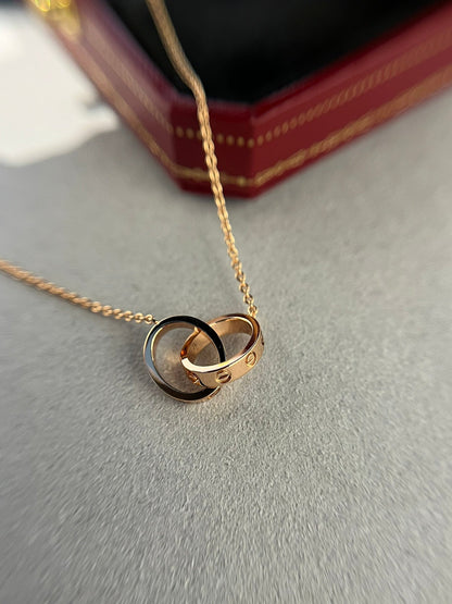 Mystic LOVE NECKLACE DOUBLE RING PINK GOLD