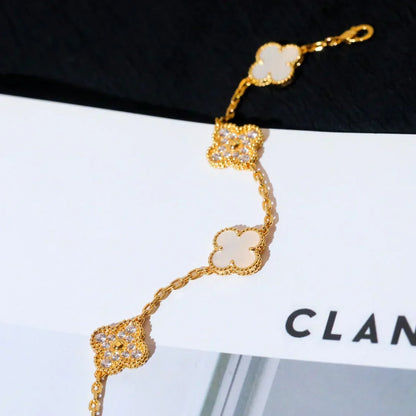 [Mystic ]New CLOVER WHITE PEARL MOP 5 MOTIF BRACELET COLLECTION