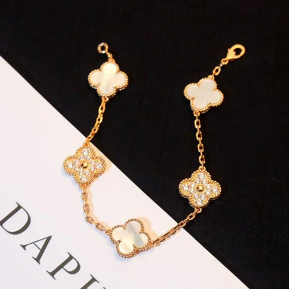 [Mystic ]New CLOVER WHITE PEARL MOP 5 MOTIF BRACELET COLLECTION