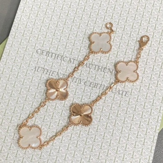 [Mystic ]New CLOVER WHITE PEARL MOP 5 MOTIF BRACELET COLLECTION