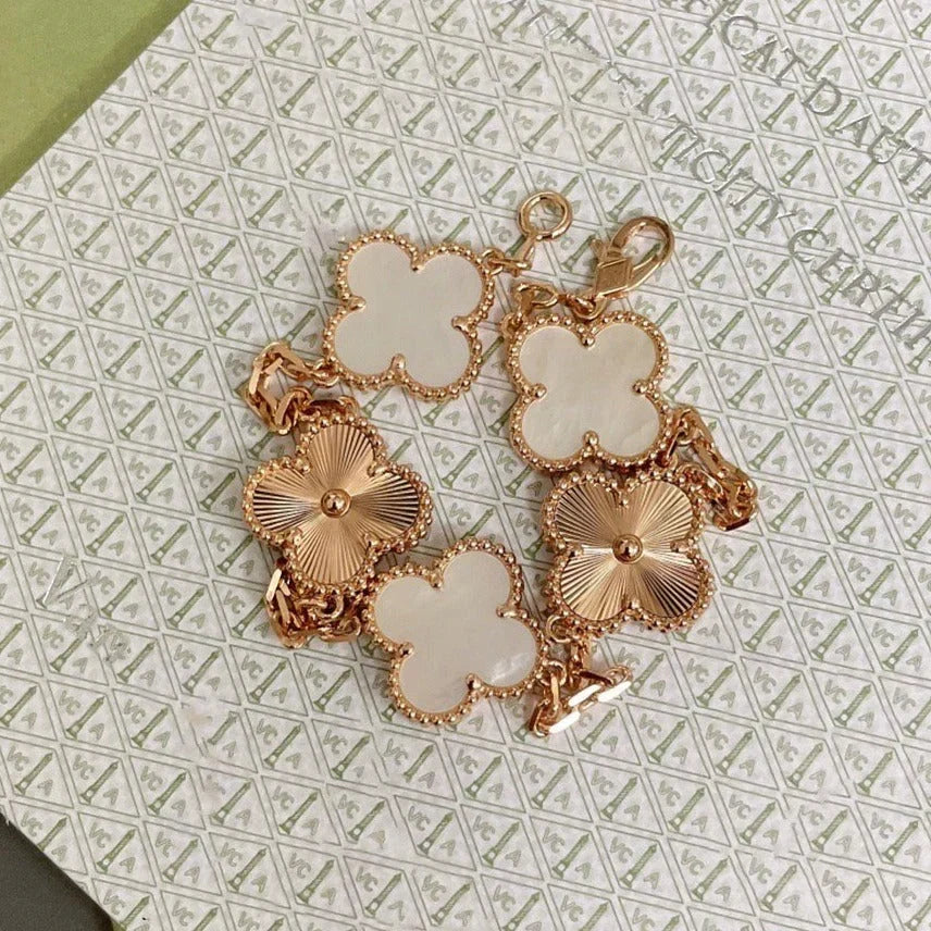 [Mystic ]New CLOVER WHITE PEARL MOP 5 MOTIF BRACELET COLLECTION
