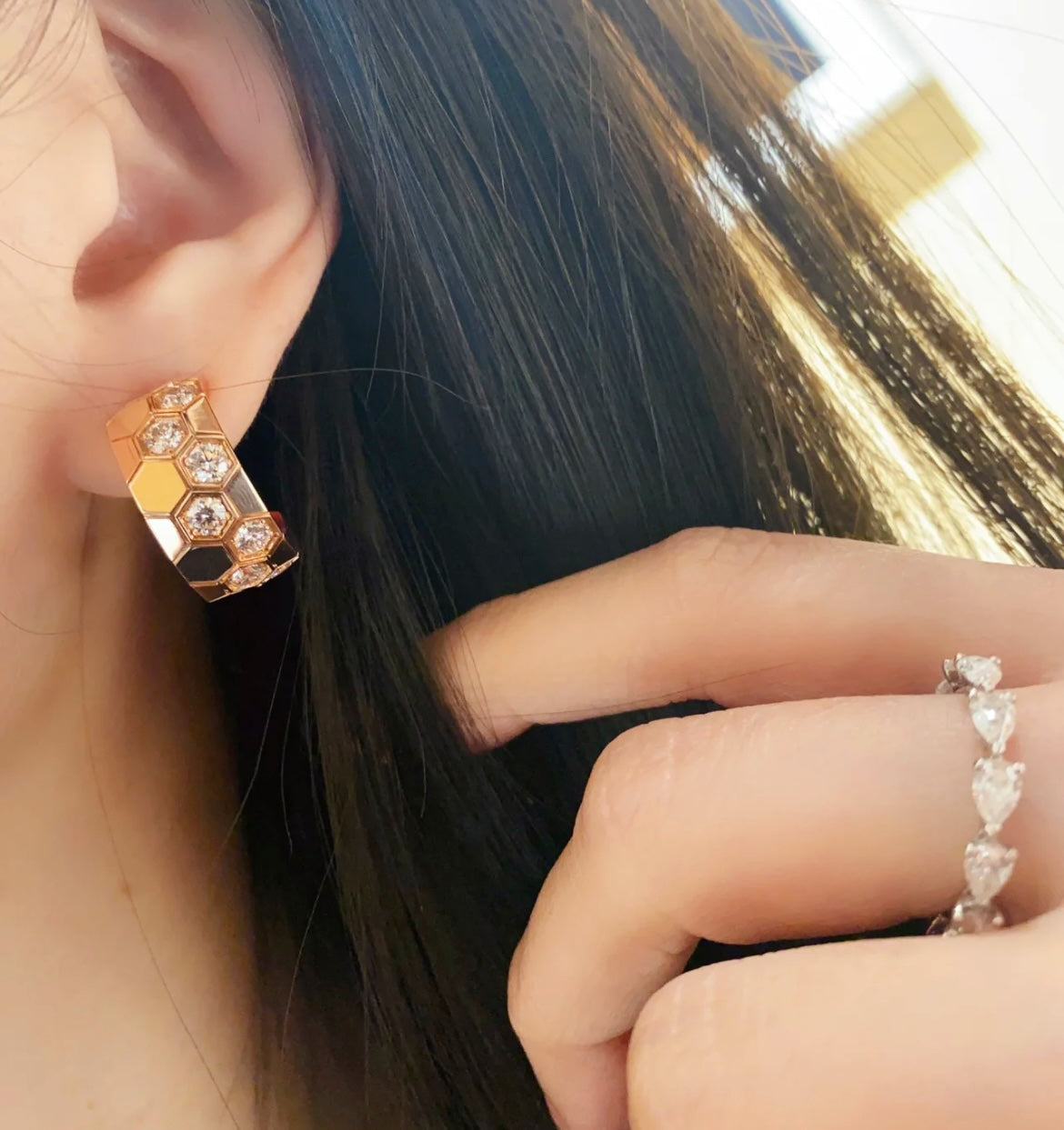 Mystic BEE LOVE DIAMOND HOOP EARRINGS