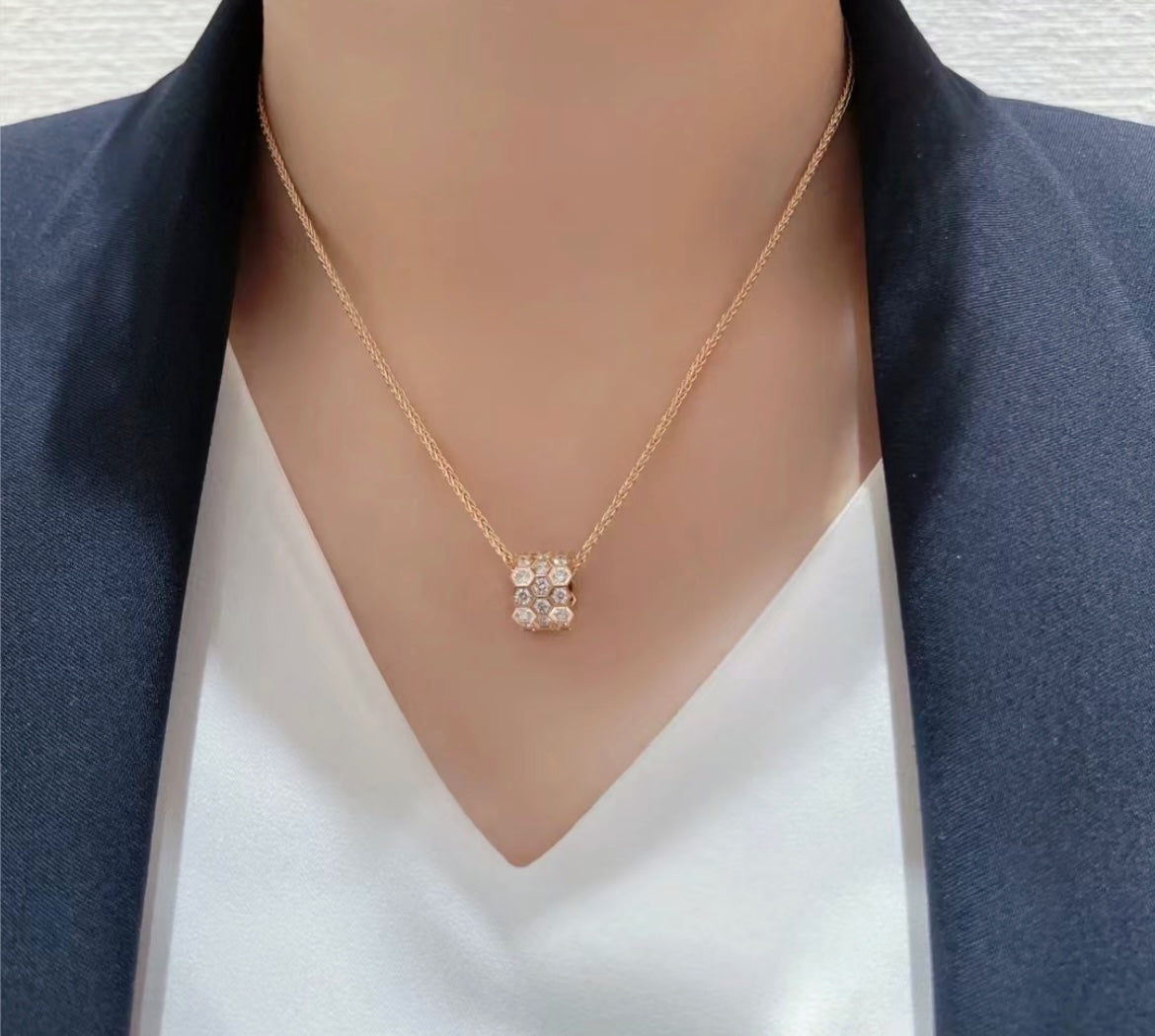Mystic BEE LOVE DIAMOND PAVED 3 ROW NECKLACE