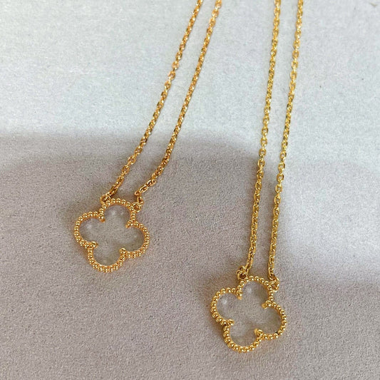 Mystic CLOVER ROCK CRYSTAL ROSE GOLD NECKLACE