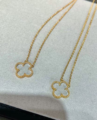 Mystic CLOVER ROCK CRYSTAL ROSE GOLD NECKLACE