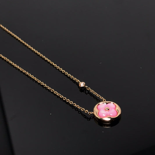 Mystic COLOR BLOSSOM PINK MOP SUN GOLD NECKLACE